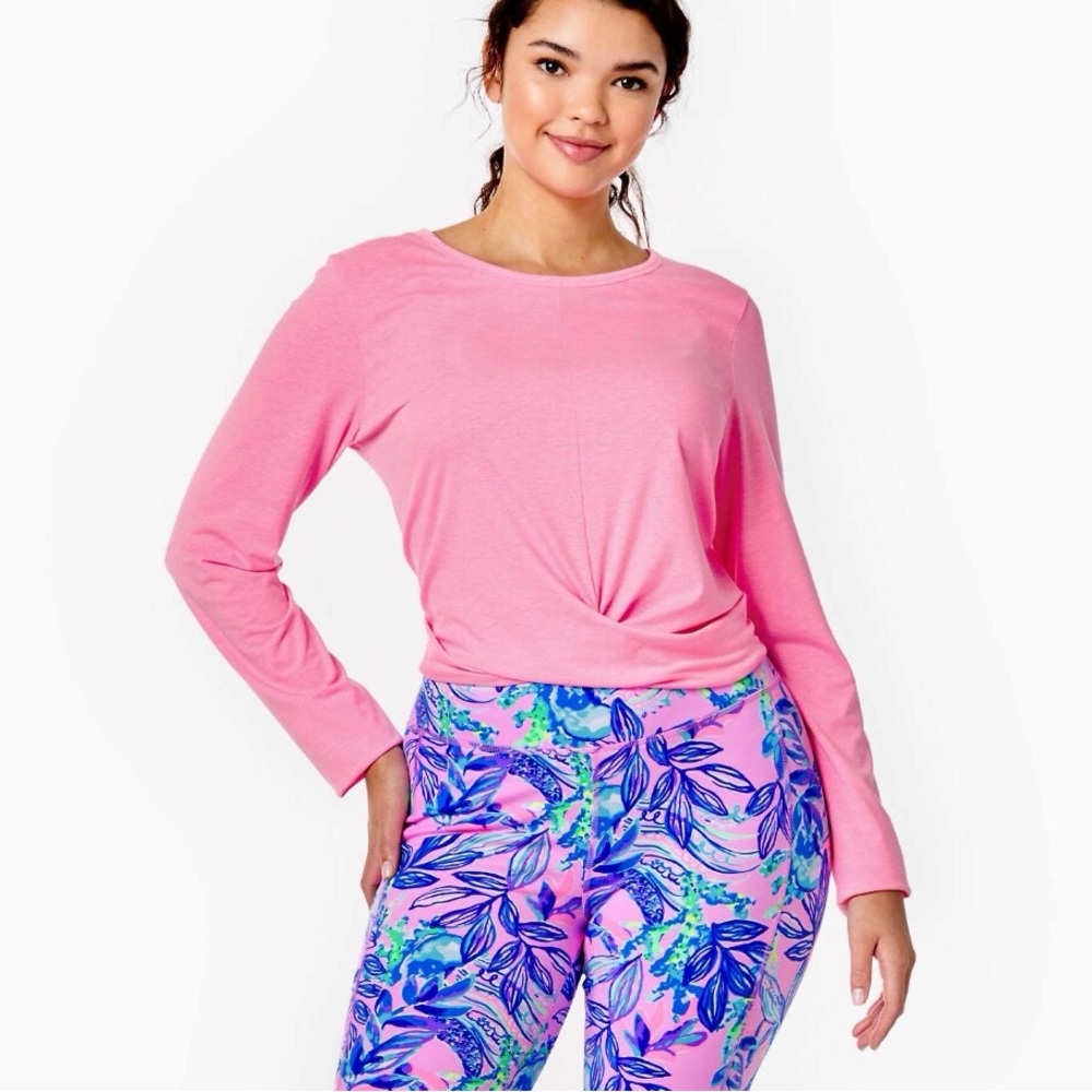 Lilly Pulitzer Luxletic Greer Pink Cropped Long Sleeve Tee